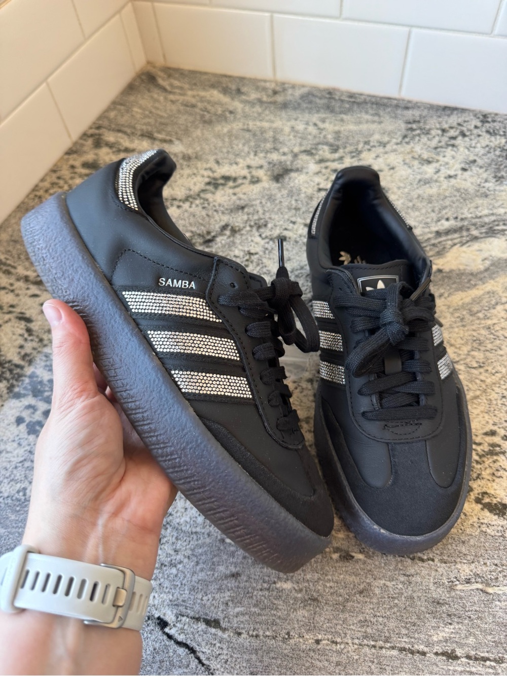 adidas Women's Sambae 'Core Black Silver Metallic' Style IH4045. Size 7 NWOB